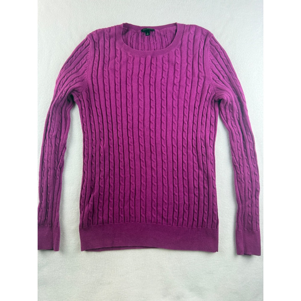 Talbots Women's Purple Cable Knit Crew Neck Long Sleeve Sweater Size S